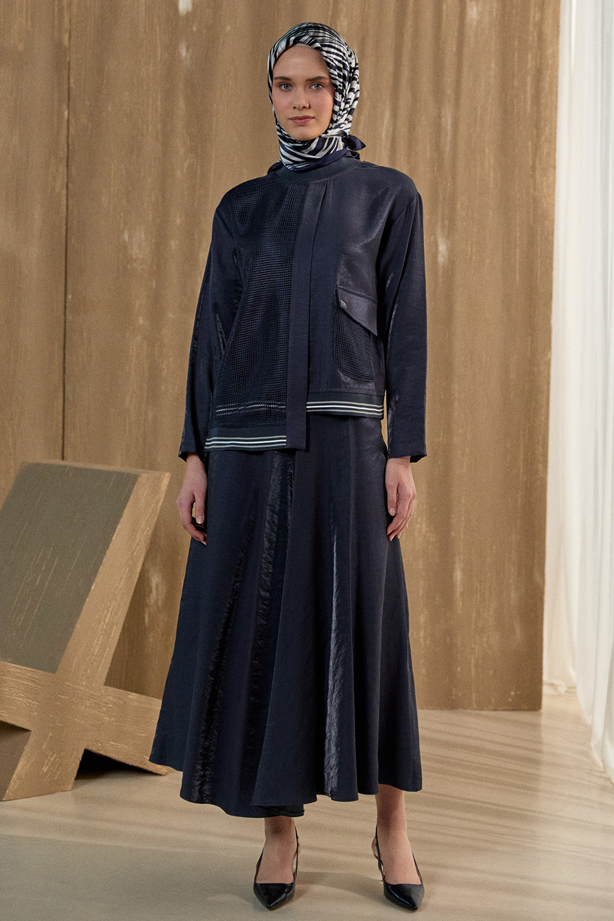 File Detaylı Etekli İkili Takım, Tesettür Giyim