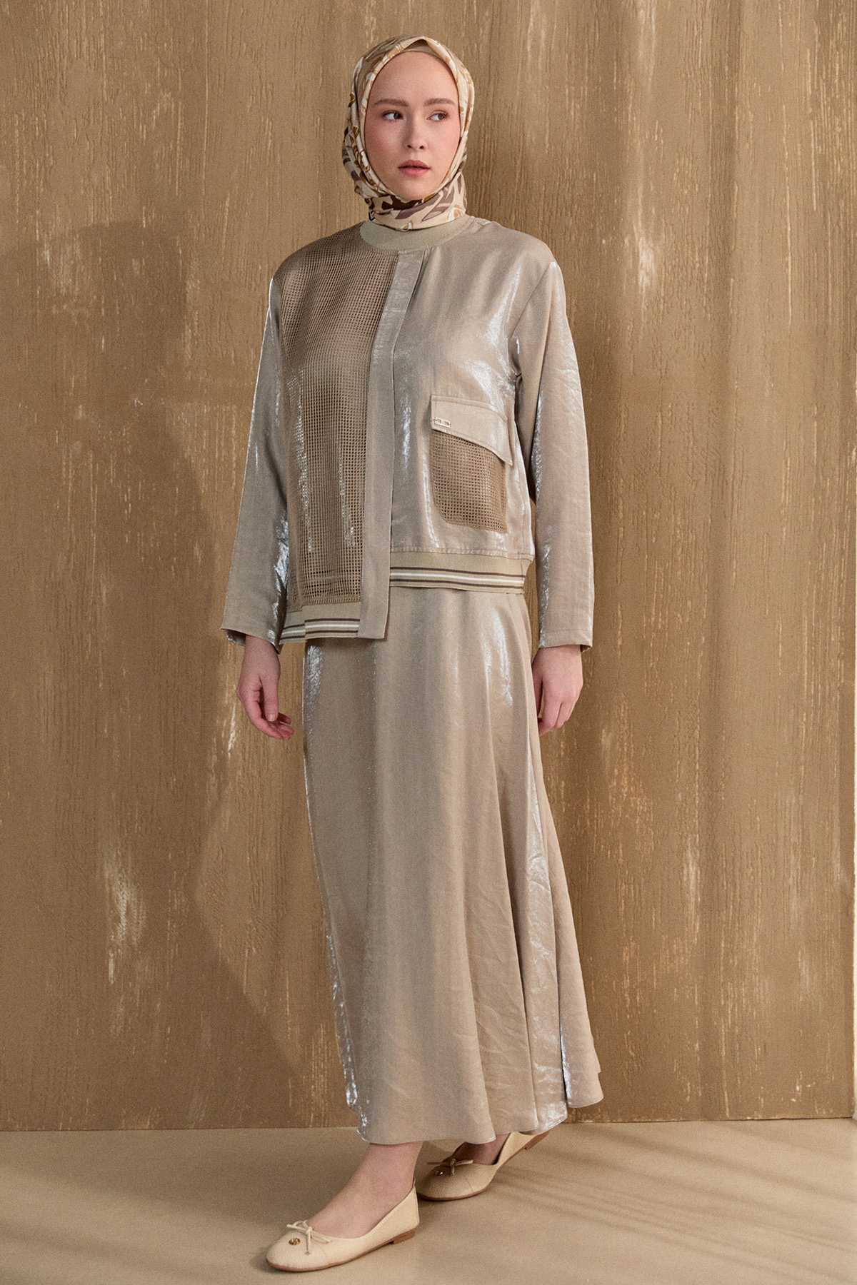 File Detaylı Etekli İkili Takım, Tesettür Giyim