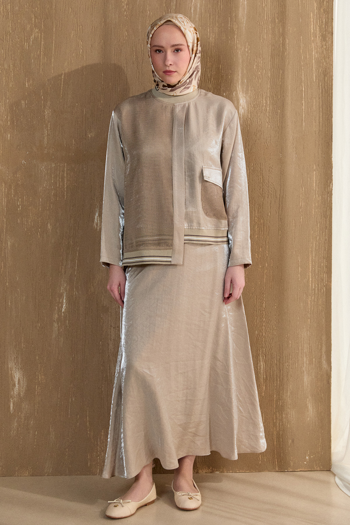 File Detaylı Etekli İkili Takım, Tesettür Giyim