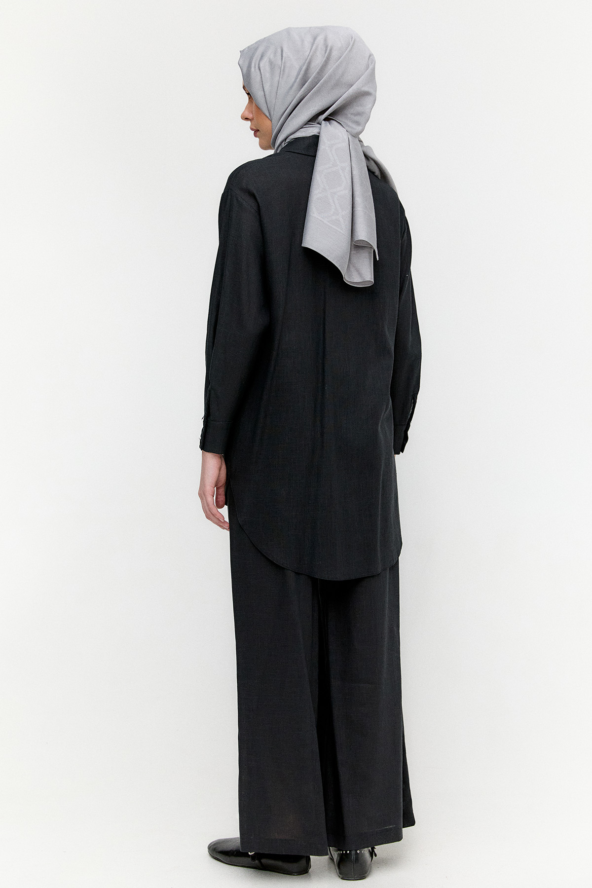 Nakışlı Keten Görünümlü İkili Takım, Tesettür Giyim