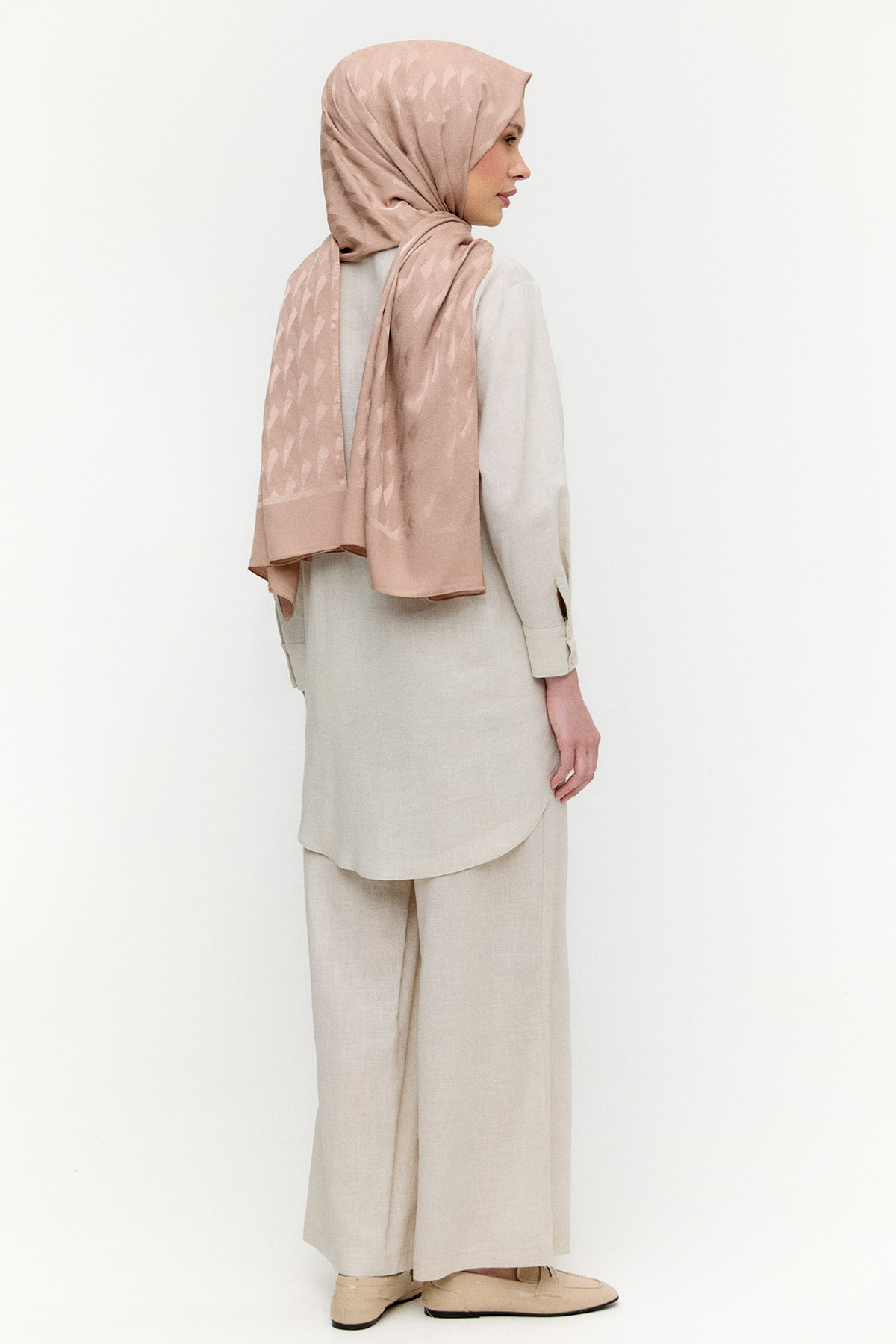 Nakışlı Keten Görünümlü İkili Takım, Tesettür Giyim