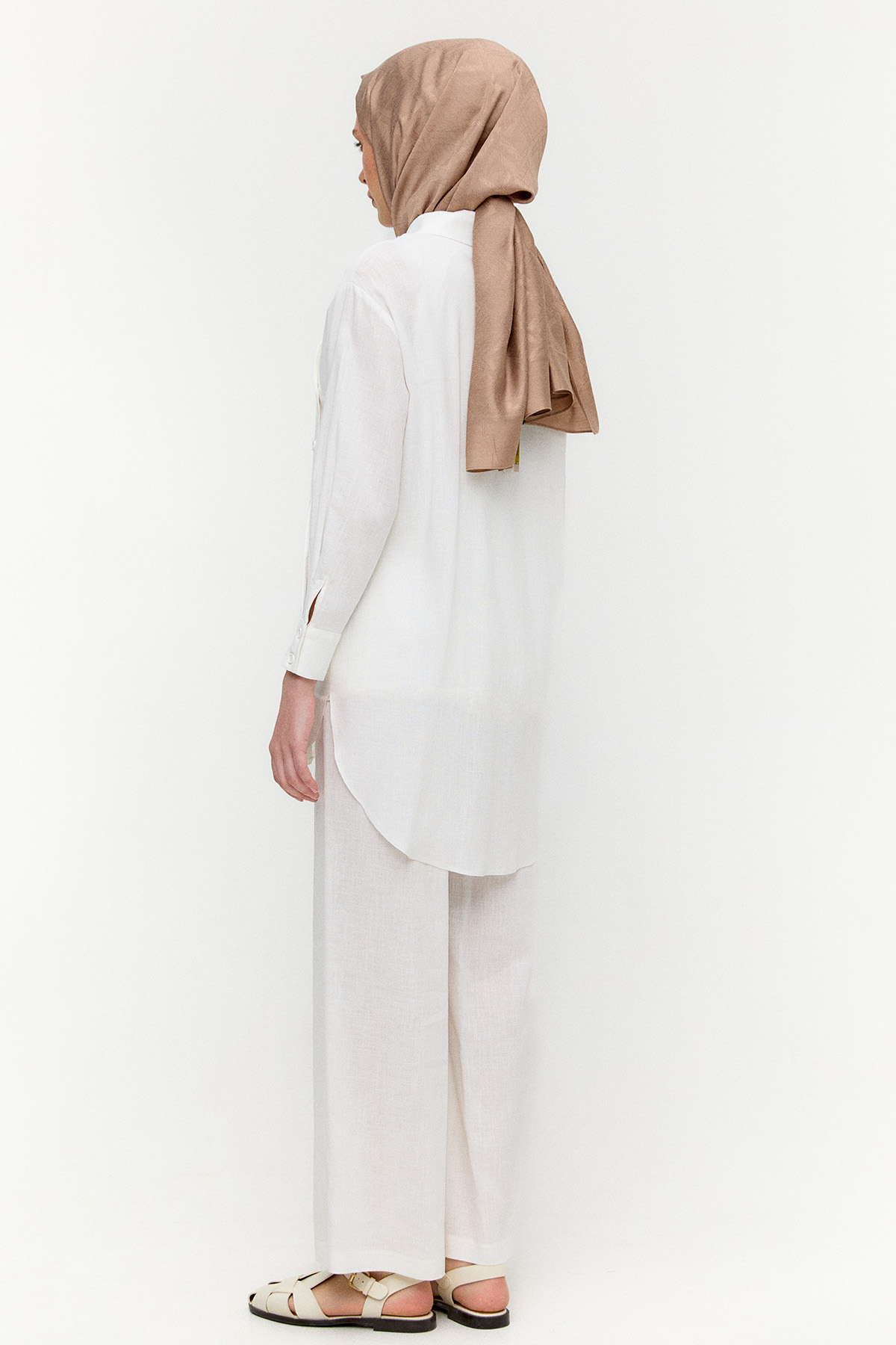 Nakışlı Keten Görünümlü İkili Takım, Tesettür Giyim