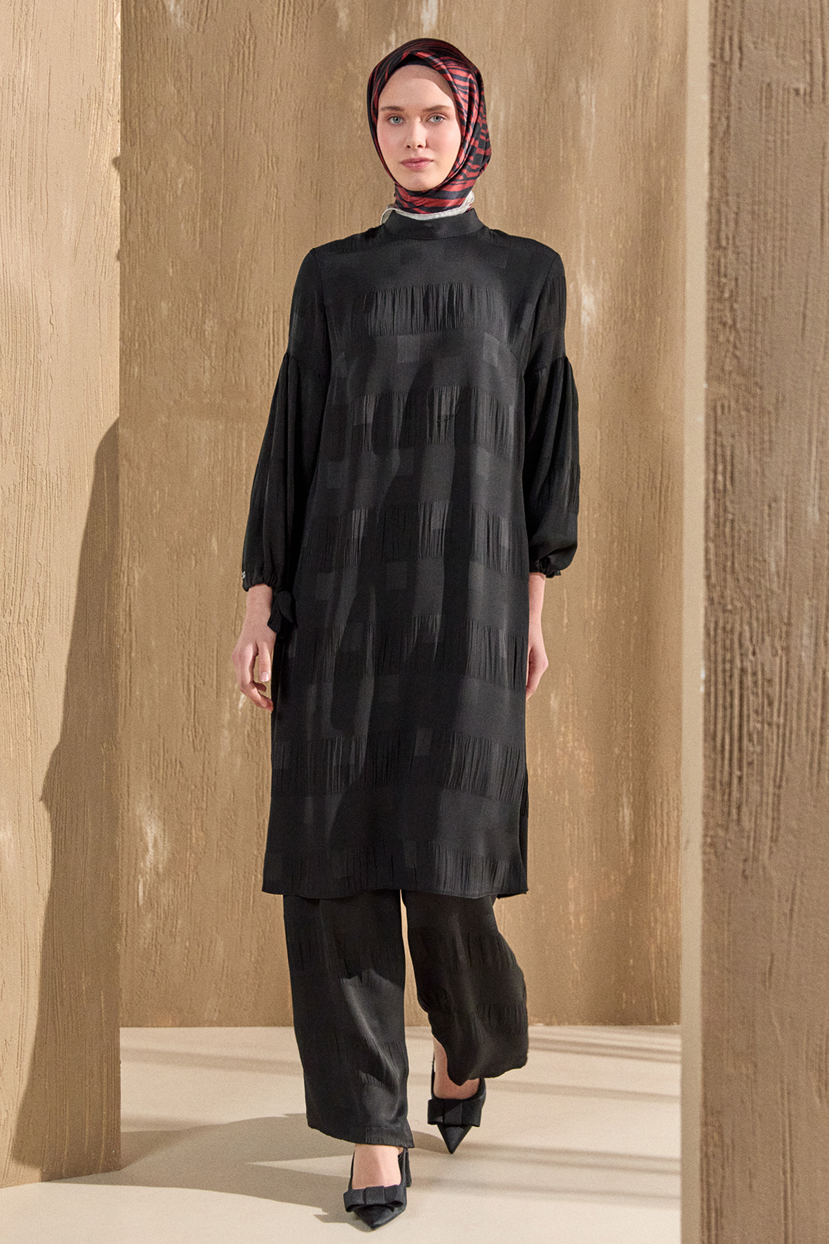 Kare Desenli Oversize İkili Takım, Tesettür Giyim