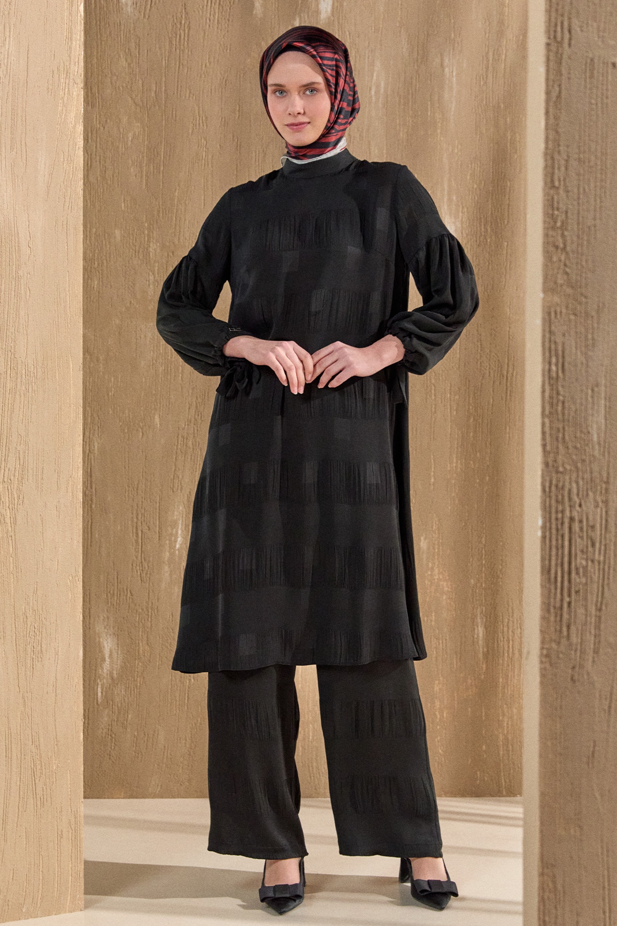 Kare Desenli Oversize İkili Takım, Tesettür Giyim