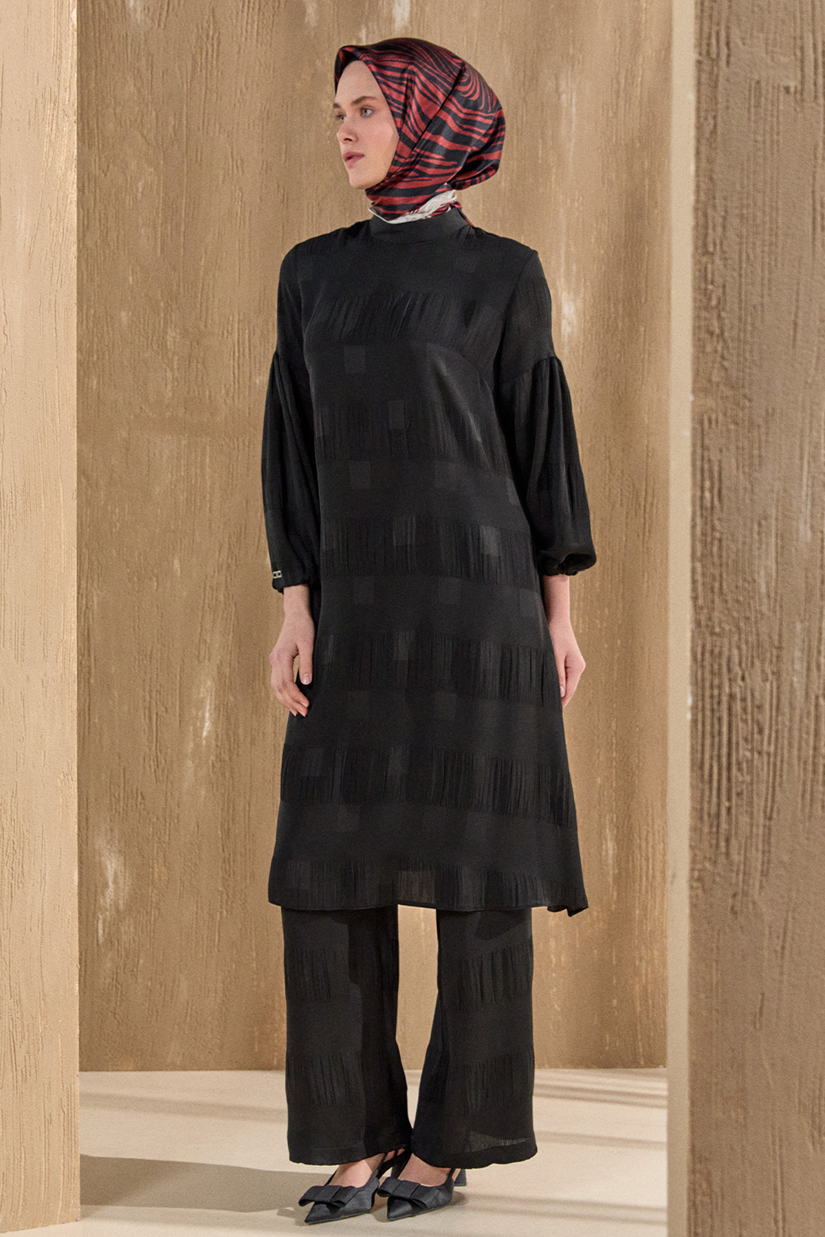 Kare Desenli Oversize İkili Takım, Tesettür Giyim