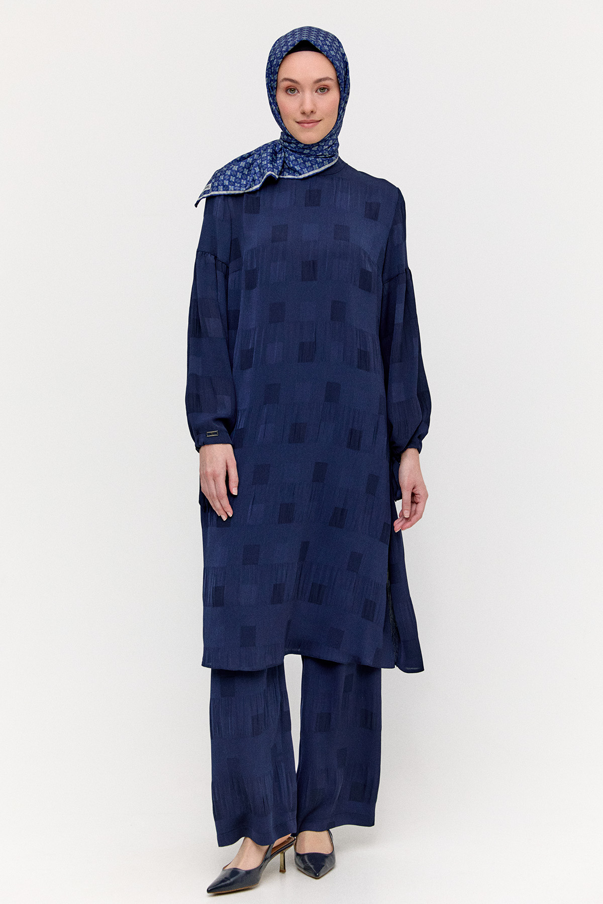 Kare Desenli Oversize İkili Takım, Tesettür Giyim