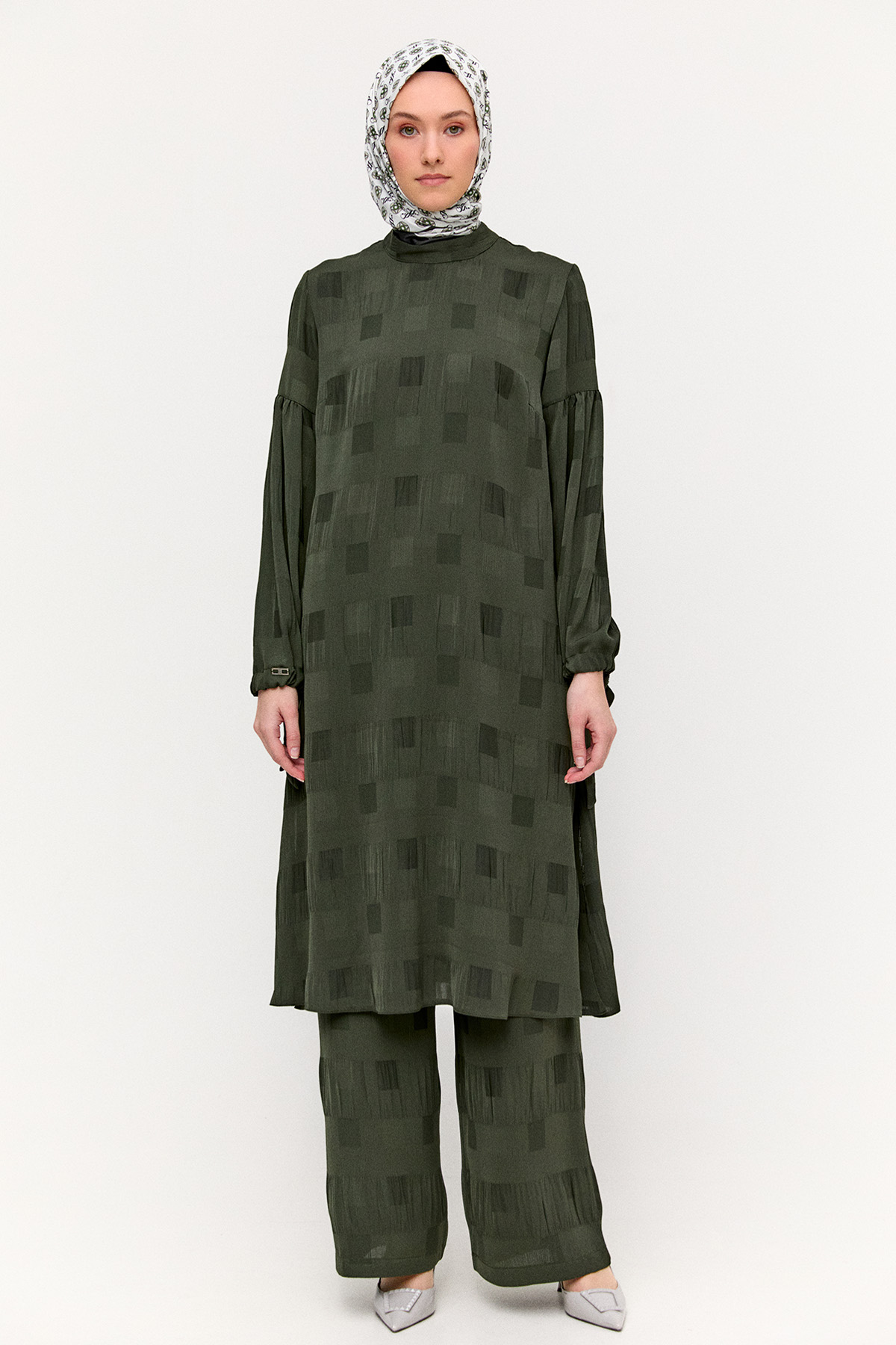 Kare Desenli Oversize İkili Takım, Tesettür Giyim