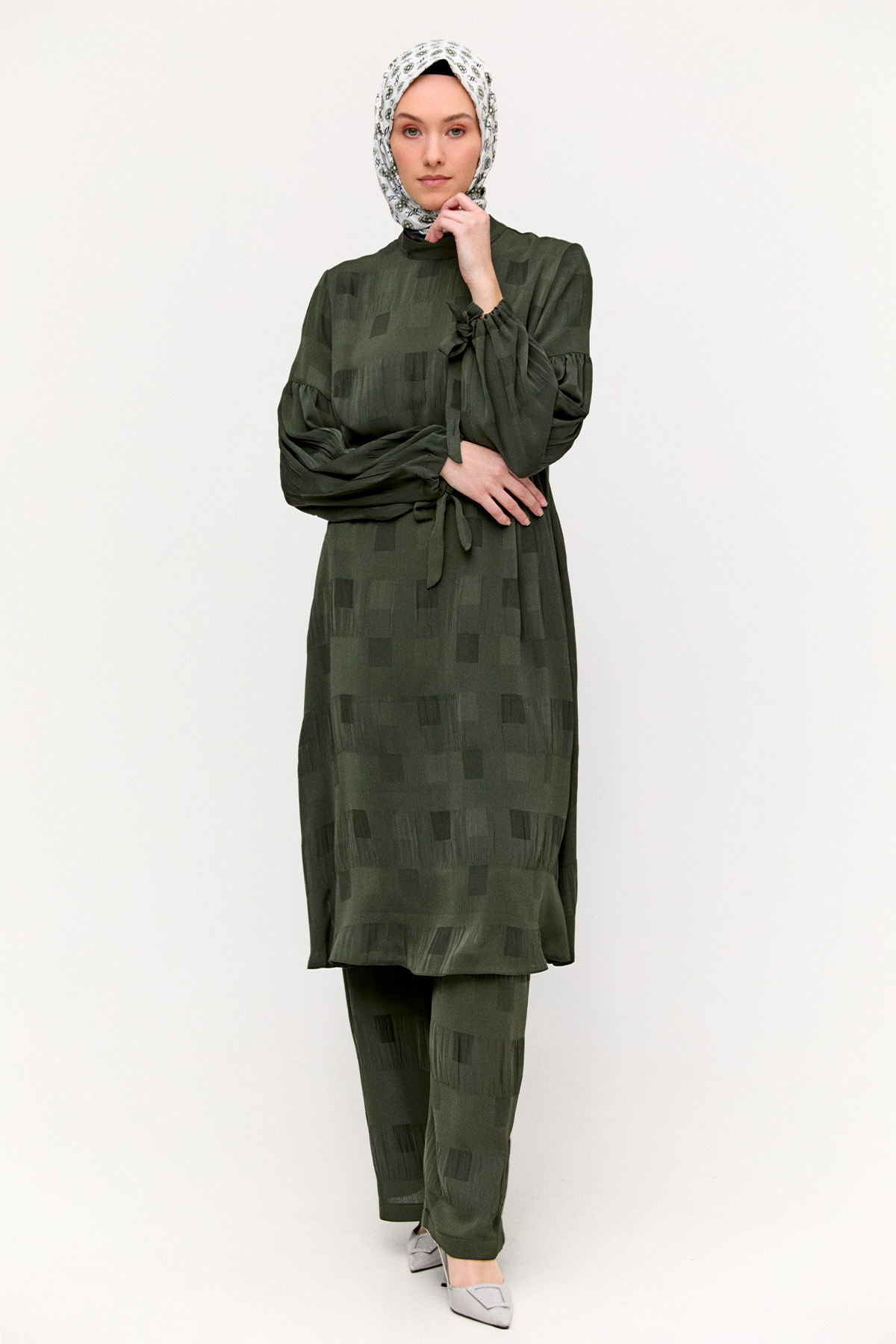 Kare Desenli Oversize İkili Takım, Tesettür Giyim