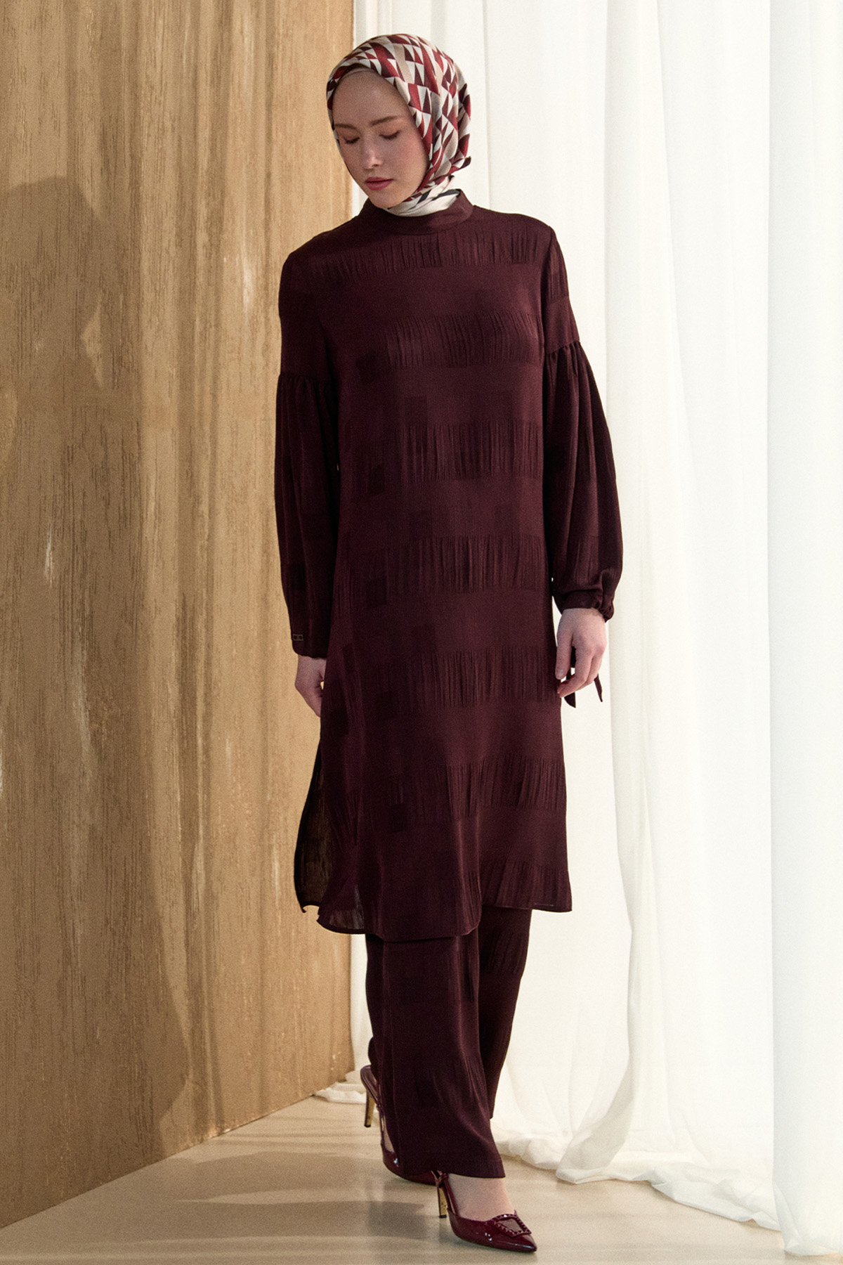 Kare Desenli Oversize İkili Takım, Tesettür Giyim