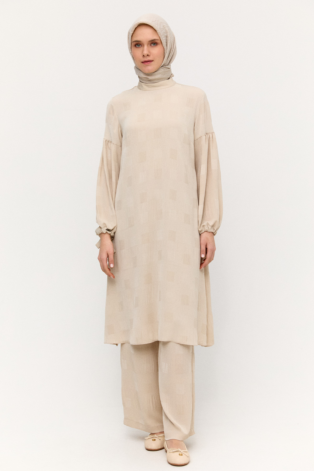 Kare Desenli Oversize İkili Takım, Tesettür Giyim