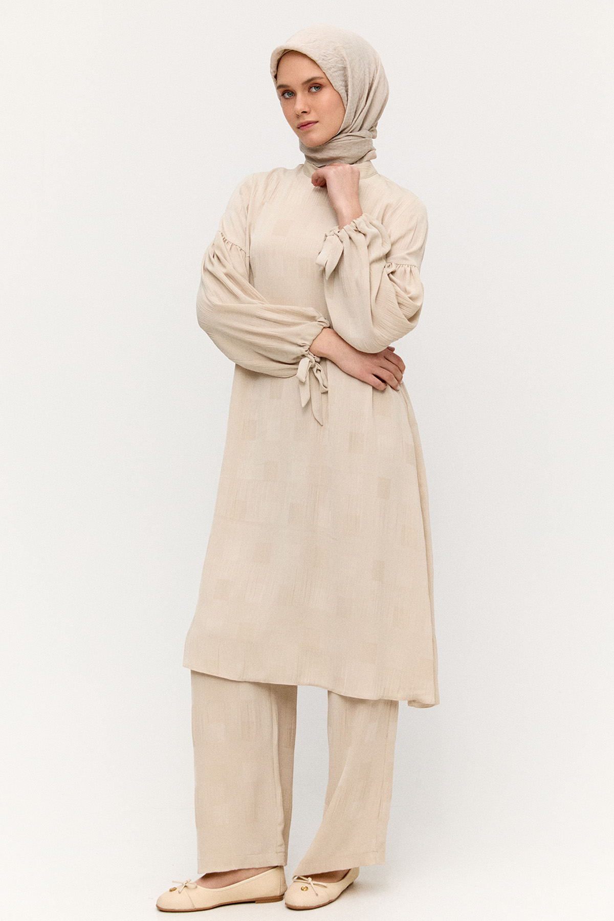 Kare Desenli Oversize İkili Takım, Tesettür Giyim