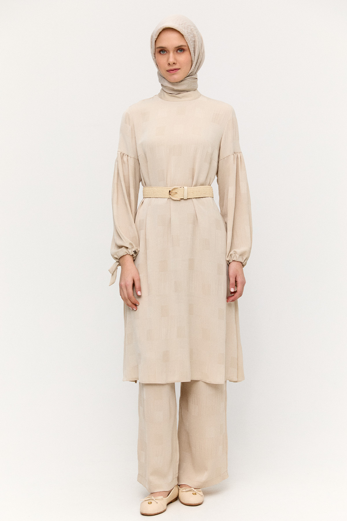 Kare Desenli Oversize İkili Takım, Tesettür Giyim