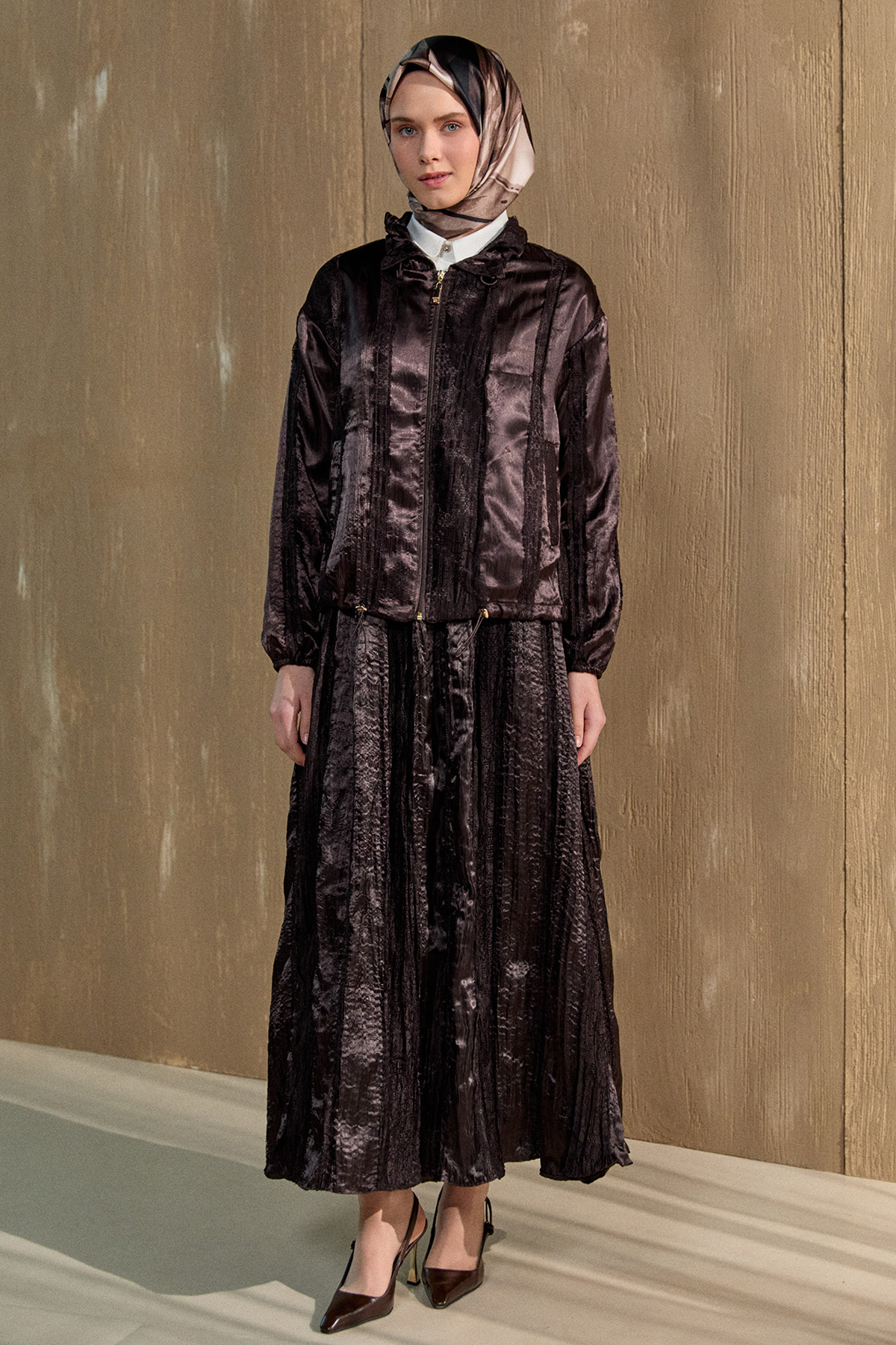 Jakarlı Dantel Detaylı İkili Takım, Tesettür Giyim