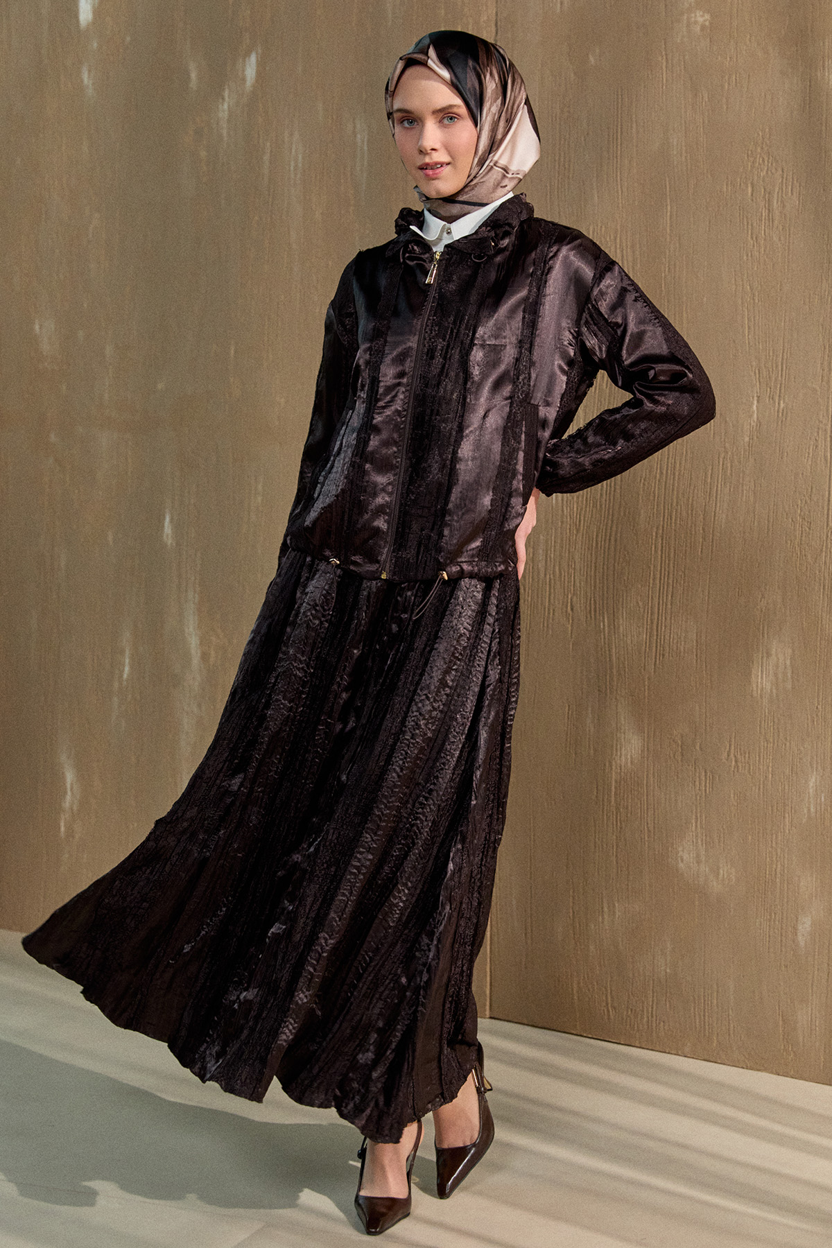 Jakarlı Dantel Detaylı İkili Takım, Tesettür Giyim