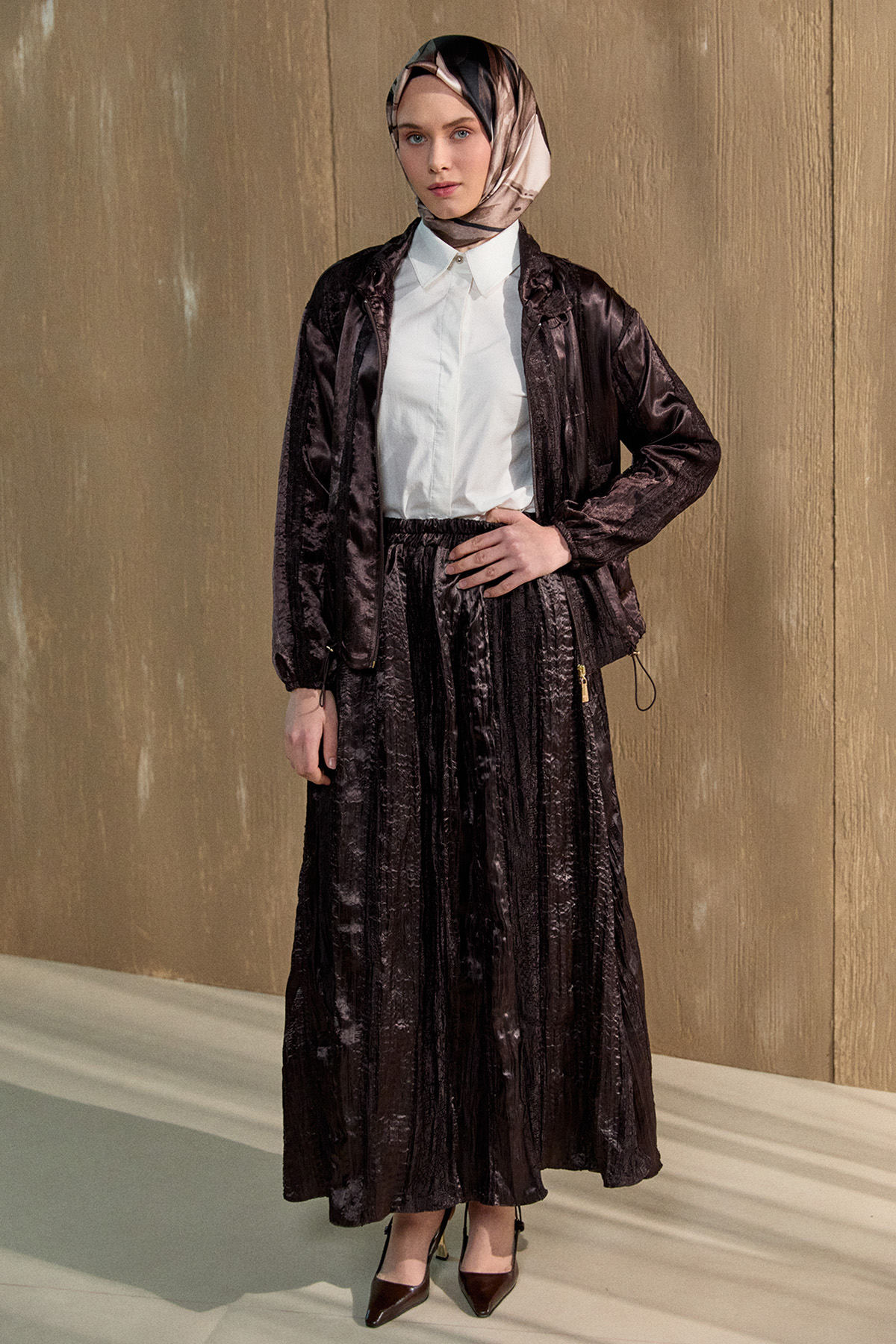 Jakarlı Dantel Detaylı İkili Takım, Tesettür Giyim