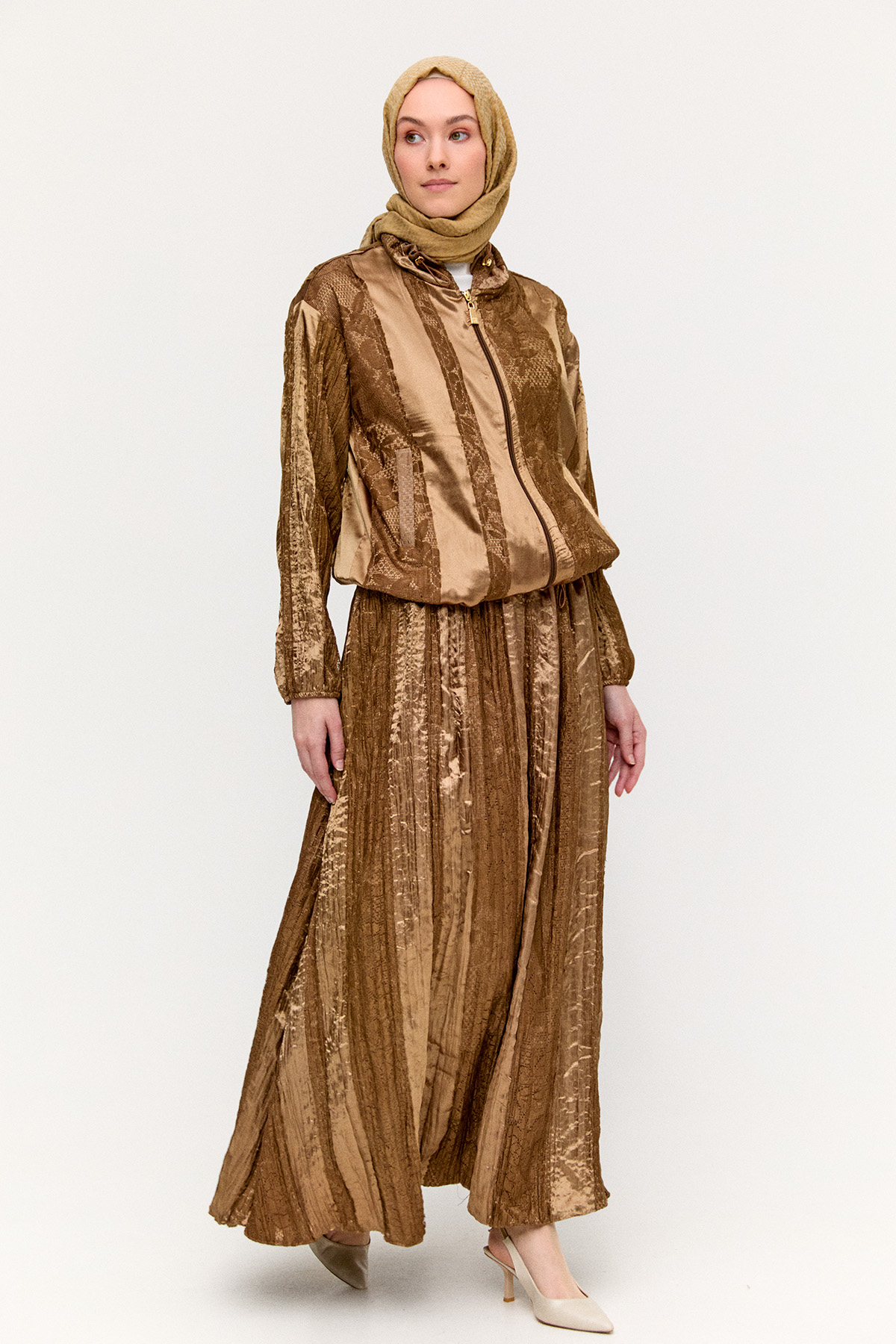 Jakarlı Dantel Detaylı İkili Takım, Tesettür Giyim