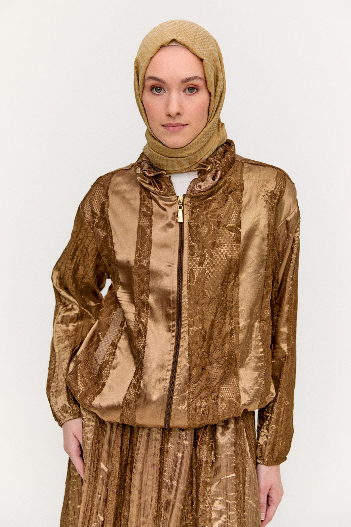 Jakarlı Dantel Detaylı İkili Takım, Tesettür Giyim