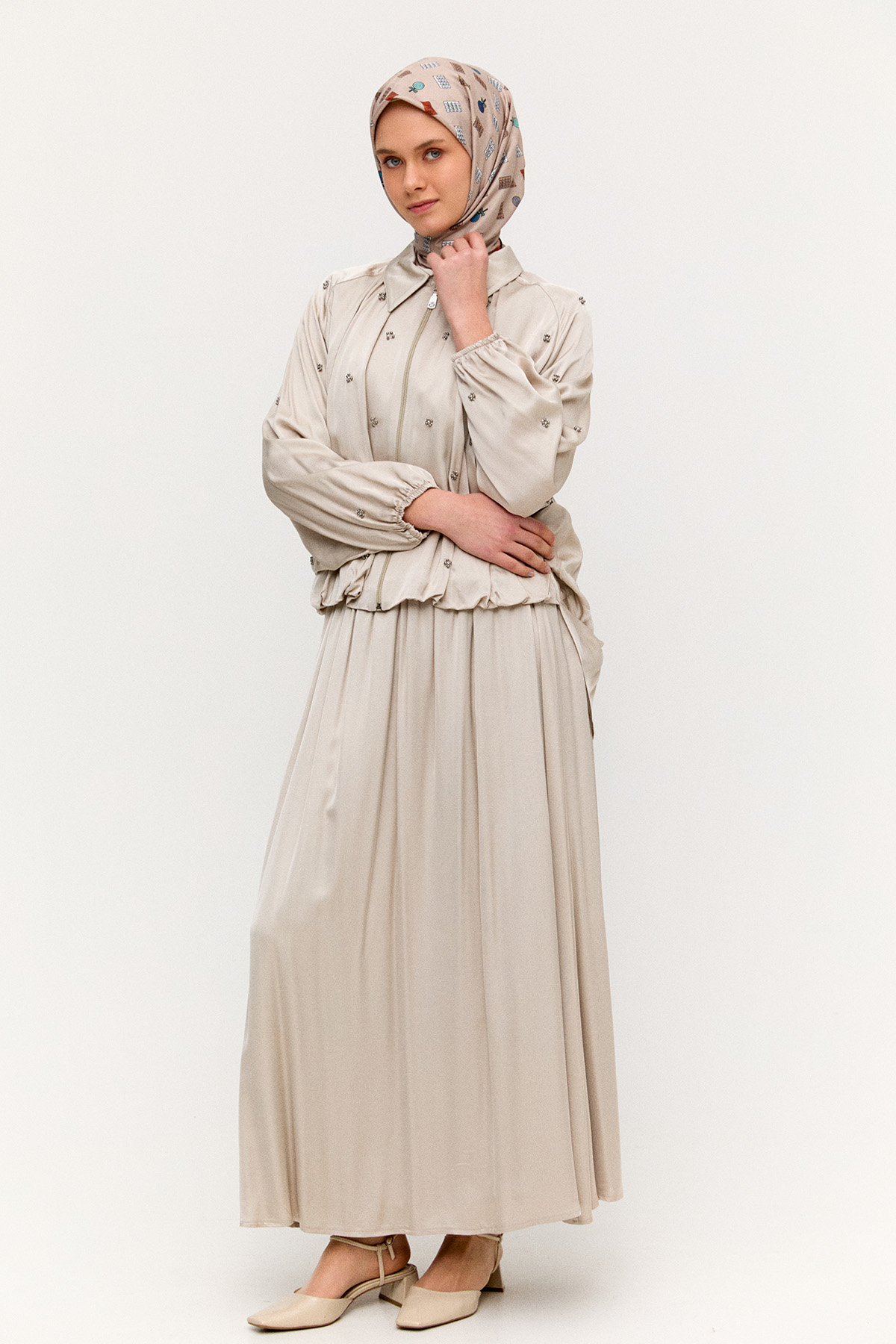 Taş Detaylı İkili Takım, Tesettür Giyim