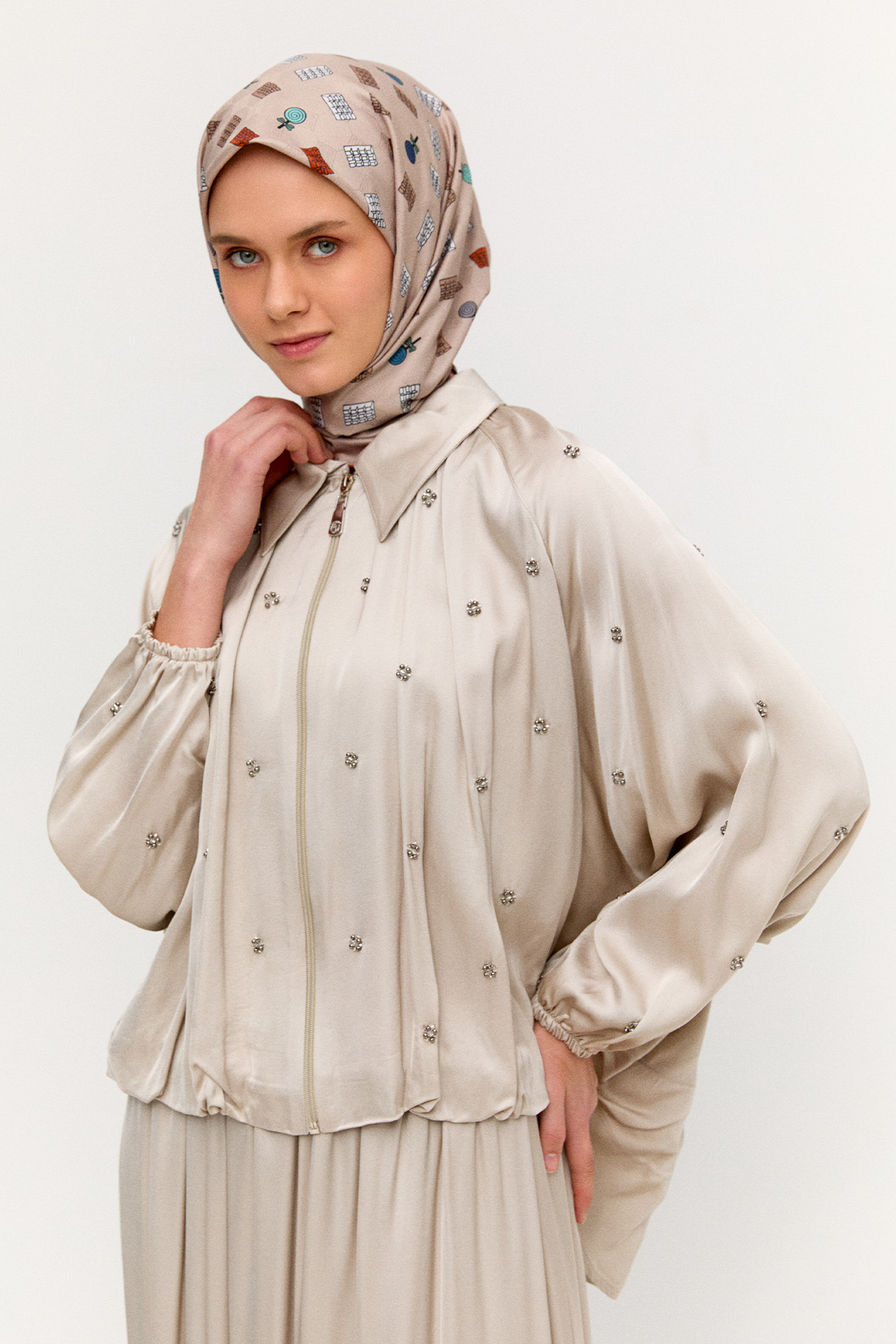 Taş Detaylı İkili Takım, Tesettür Giyim