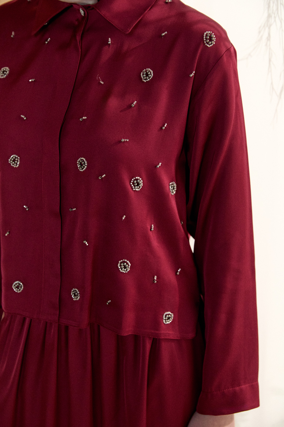 Boncuk İşlemeli İkili Saten Takım, Tesettür Giyim