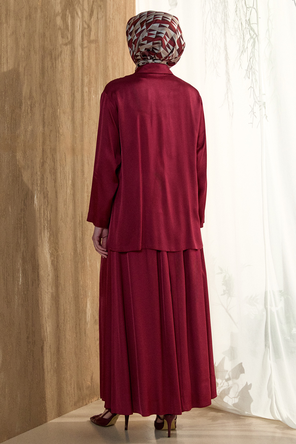 Boncuk İşlemeli İkili Saten Takım, Tesettür Giyim