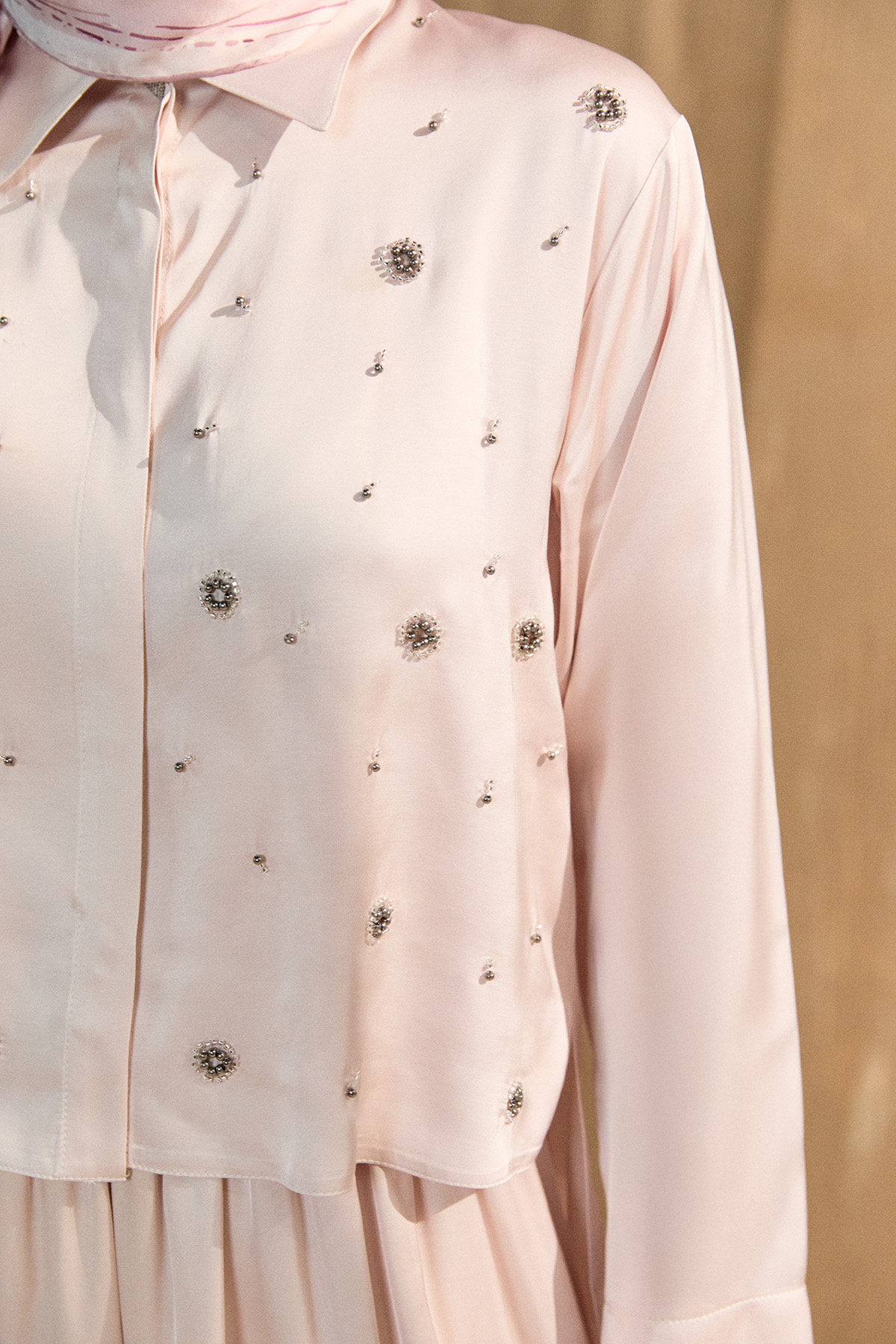 Boncuk İşlemeli İkili Saten Takım, Tesettür Giyim