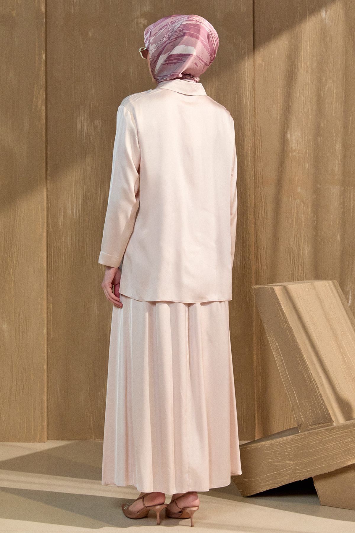 Boncuk İşlemeli İkili Saten Takım, Tesettür Giyim