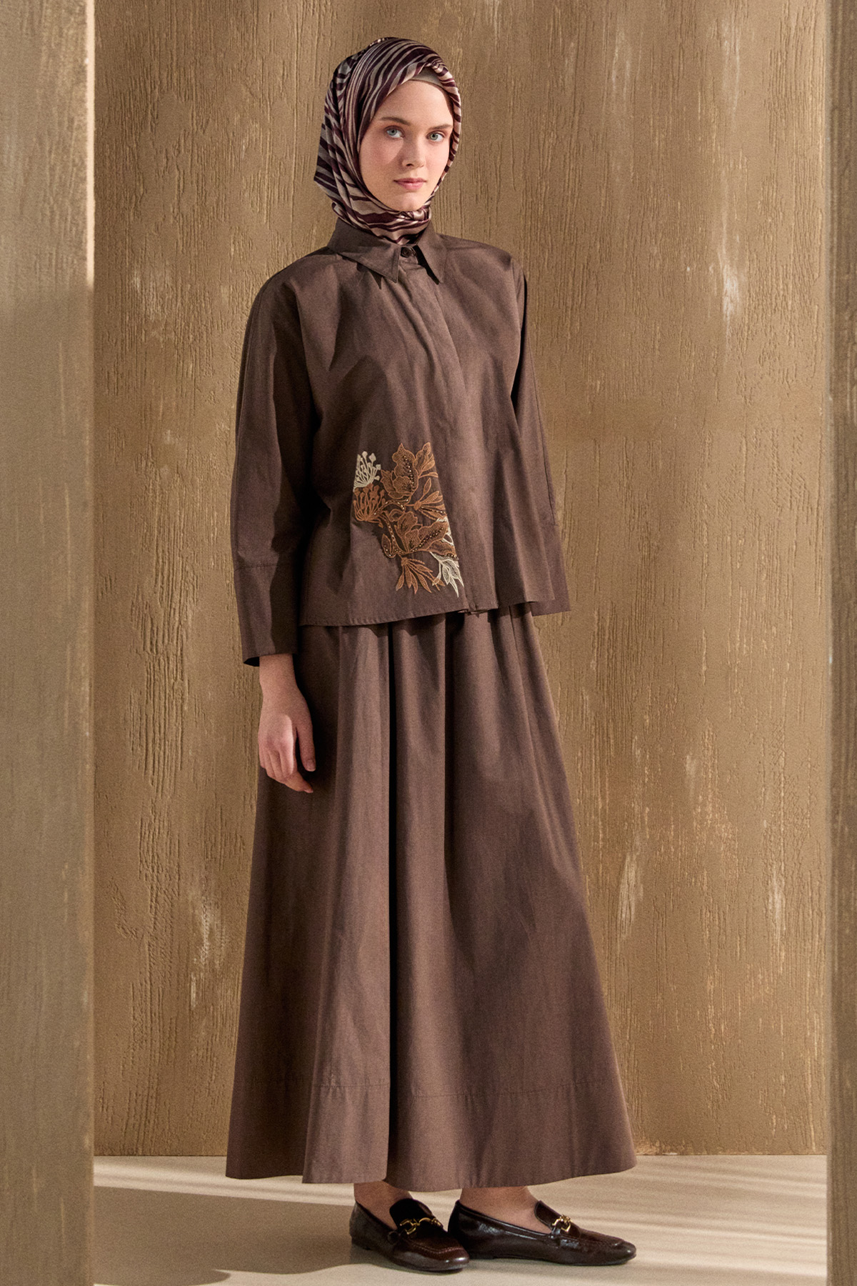 Nakış Detaylı Pamuklu Takım, Tesettür Giyim