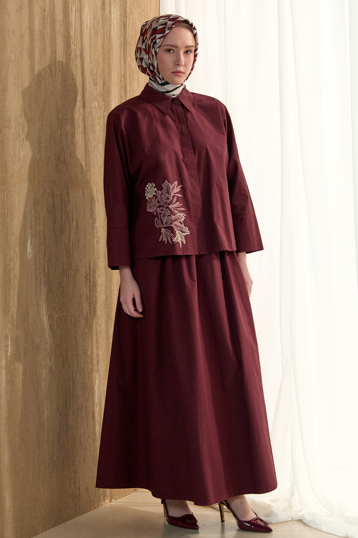 Nakış Detaylı Pamuklu Takım, Tesettür Giyim