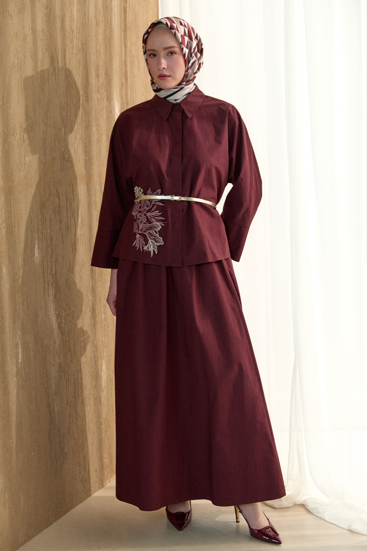 Nakış Detaylı Pamuklu Takım, Tesettür Giyim