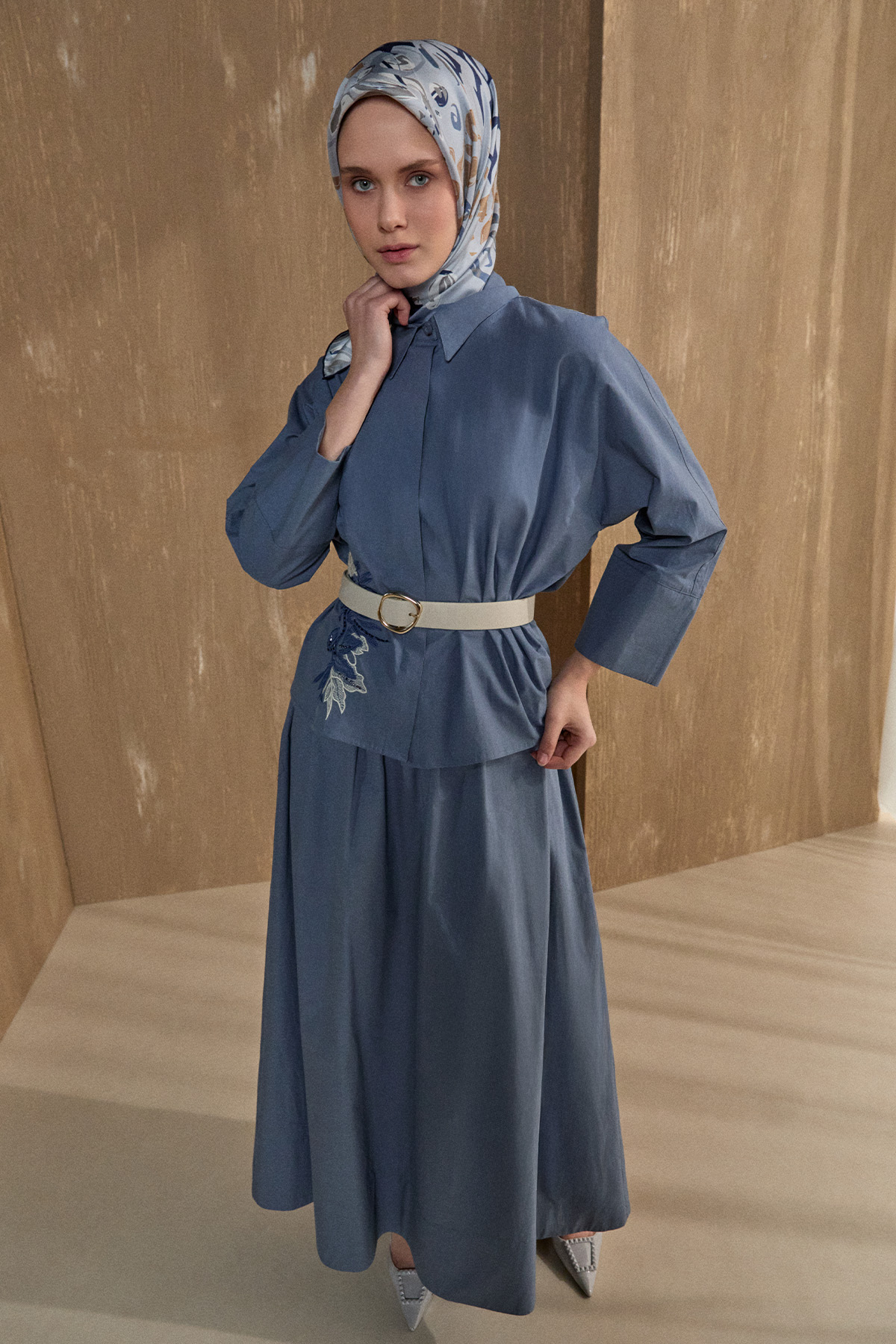 Nakış Detaylı Pamuklu Takım, Tesettür Giyim