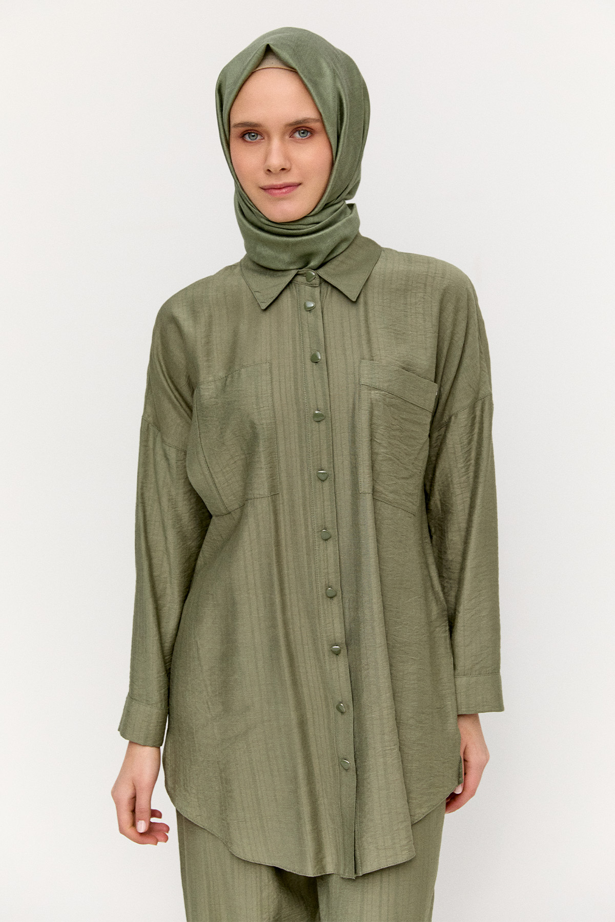 Çizgi Dokulu Oversize Takım, Tesettür Giyim