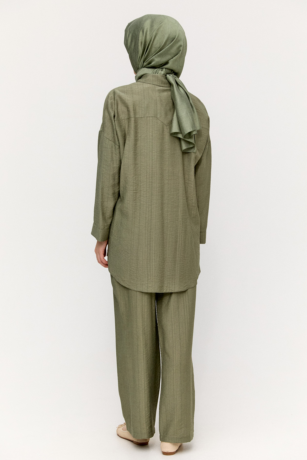 Çizgi Dokulu Oversize Takım, Tesettür Giyim