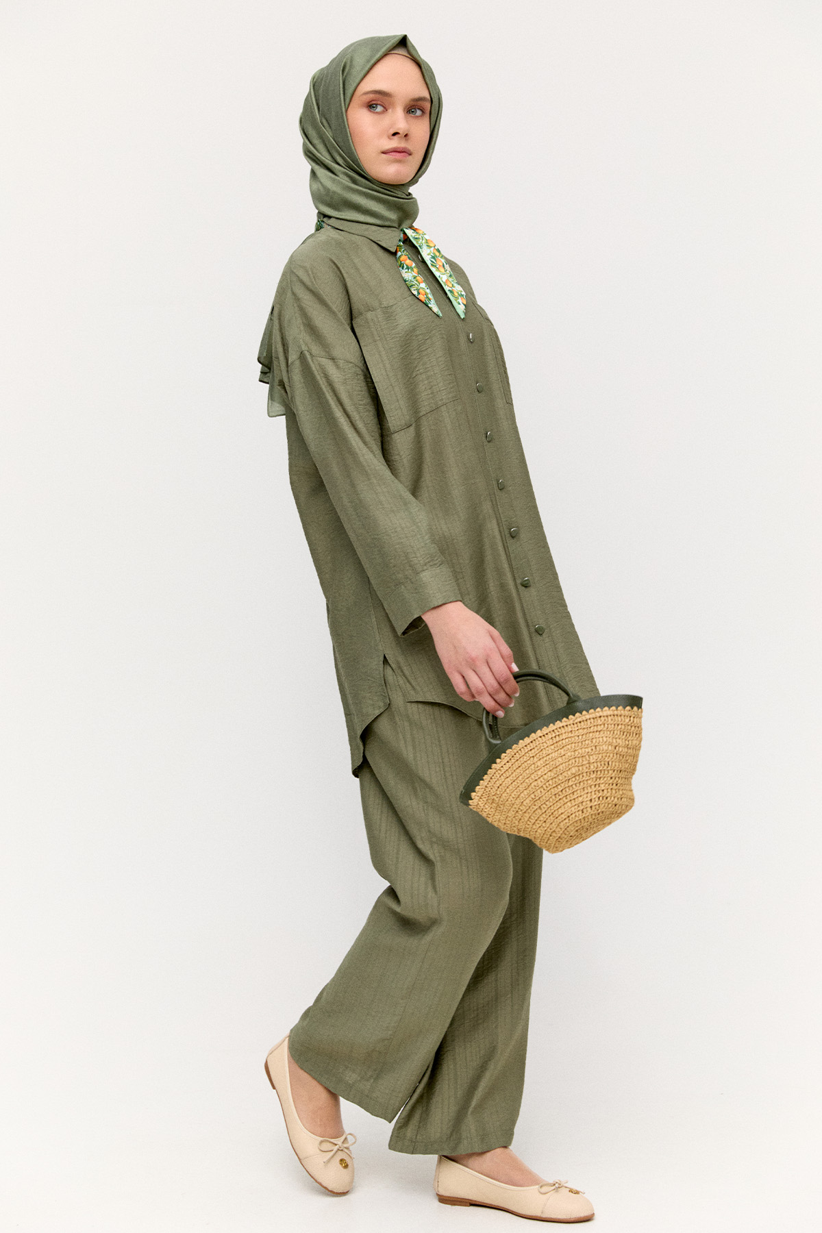 Çizgi Dokulu Oversize Takım, Tesettür Giyim