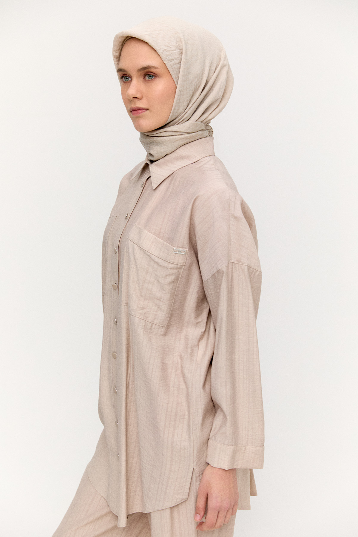 Çizgi Dokulu Oversize Takım, Tesettür Giyim