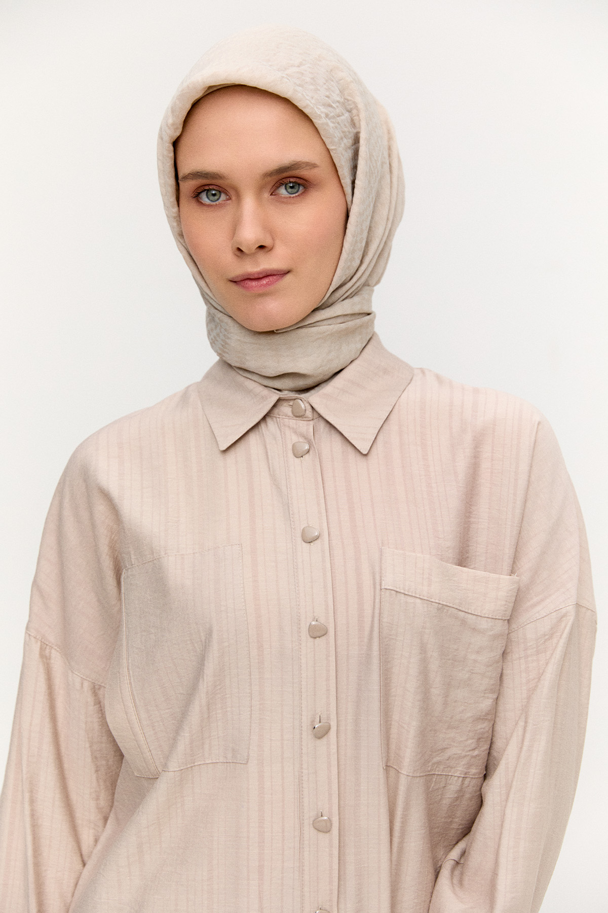 Çizgi Dokulu Oversize Takım, Tesettür Giyim