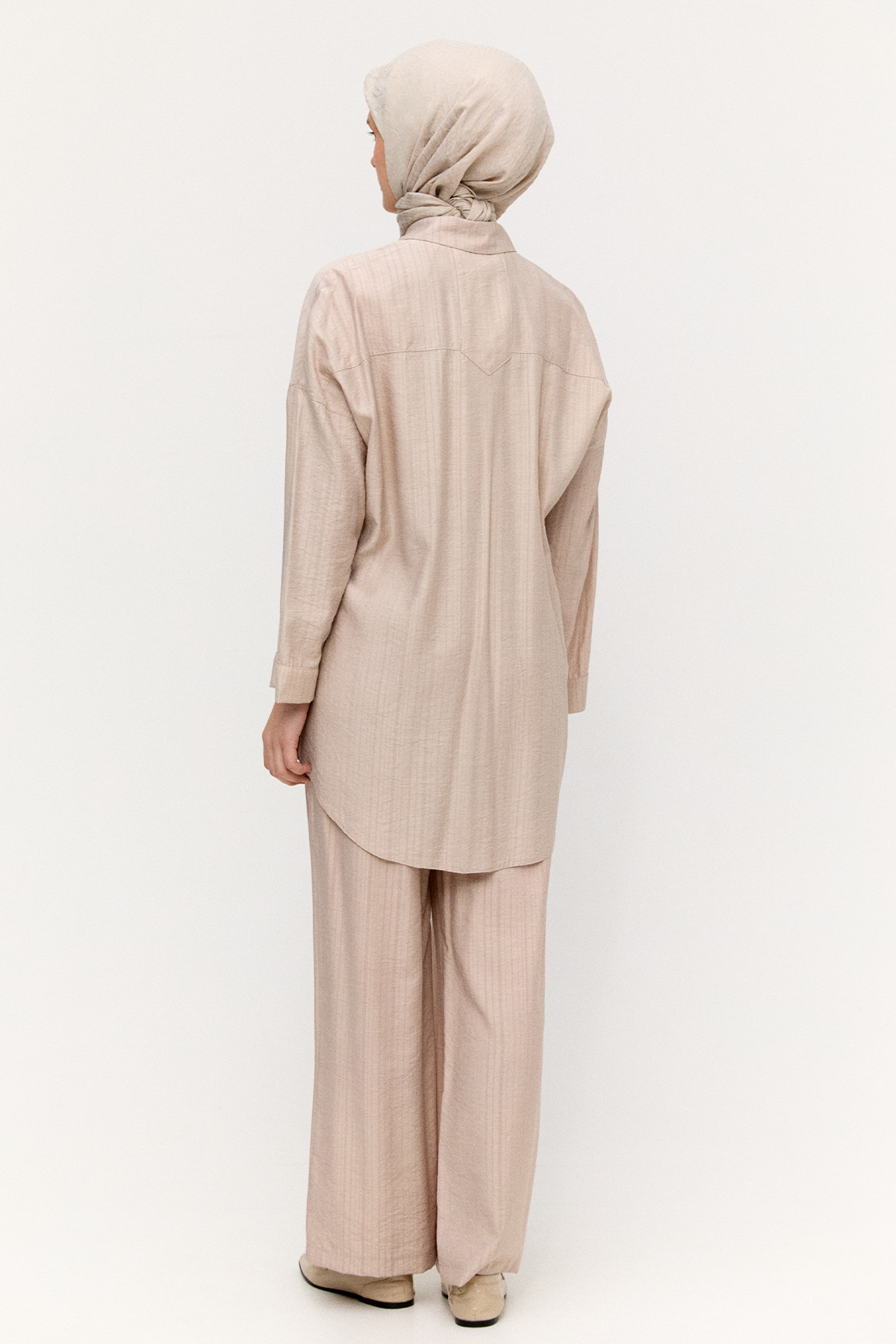 Çizgi Dokulu Oversize Takım, Tesettür Giyim