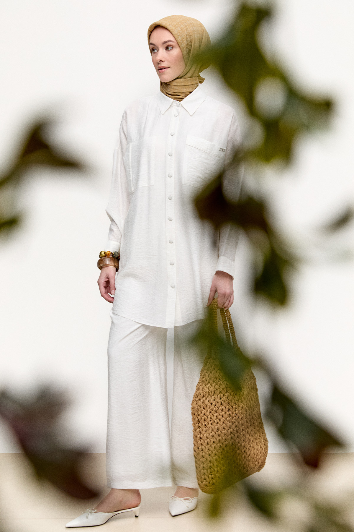 Çizgi Dokulu Oversize Takım, Tesettür Giyim