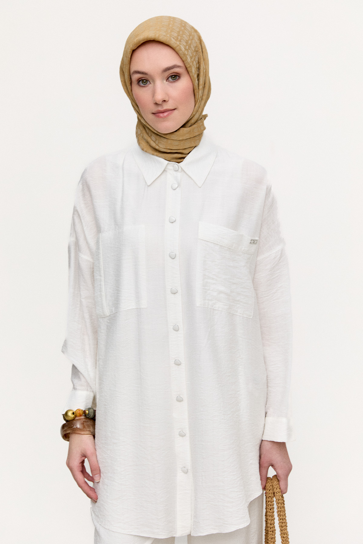 Çizgi Dokulu Oversize Takım, Tesettür Giyim