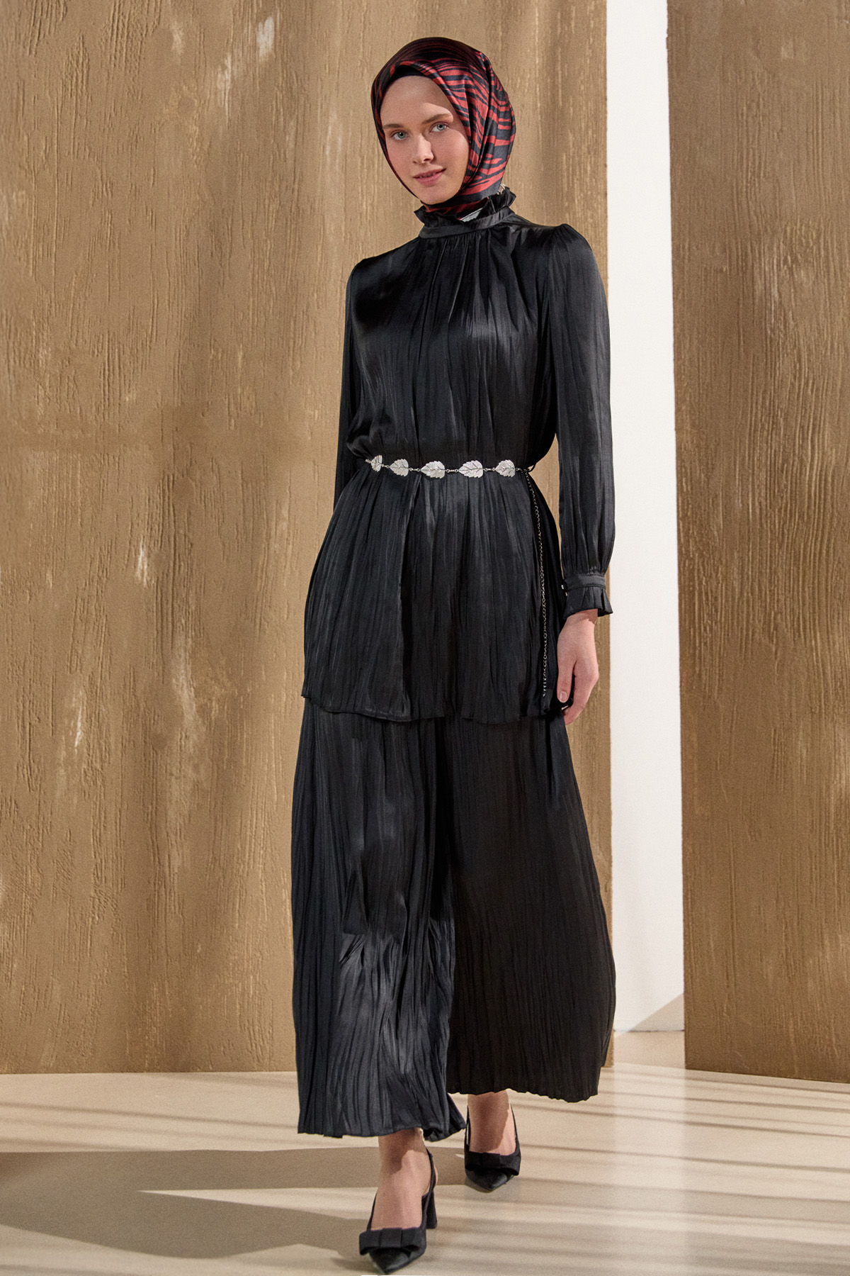 Kraşlı Saten İkili Takım, Tesettür Giyim