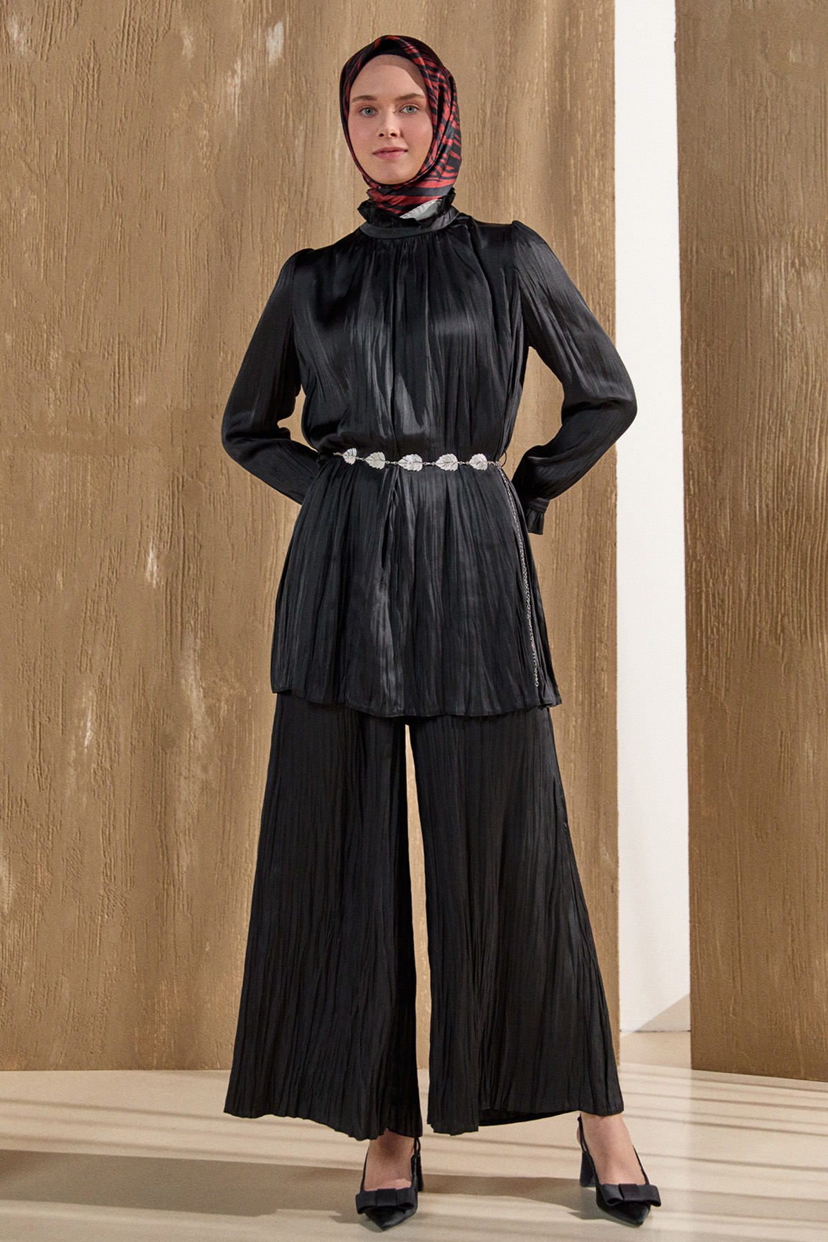 Kraşlı Saten İkili Takım, Tesettür Giyim