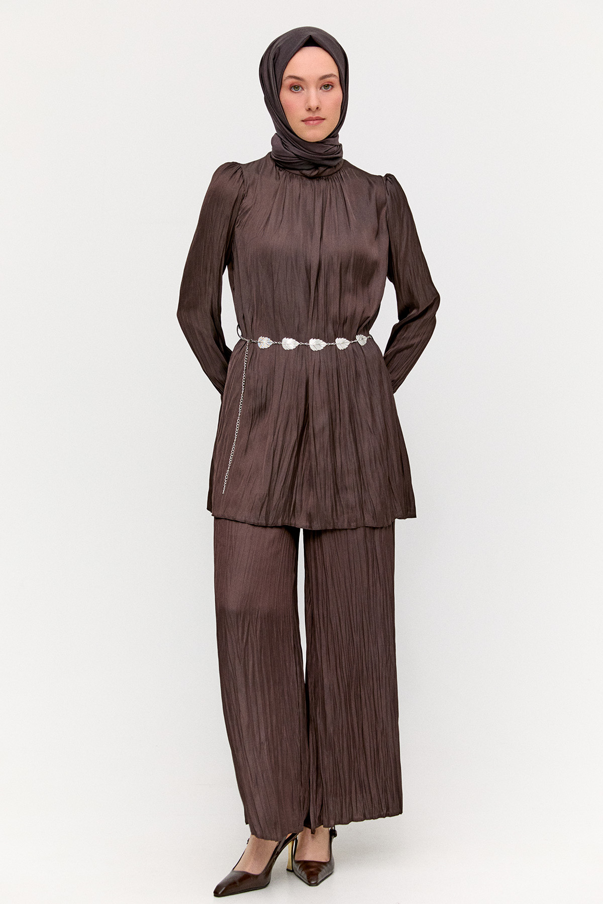 Kraşlı Saten İkili Takım, Tesettür Giyim