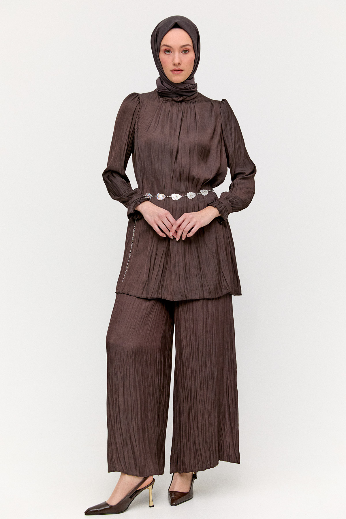 Kraşlı Saten İkili Takım, Tesettür Giyim