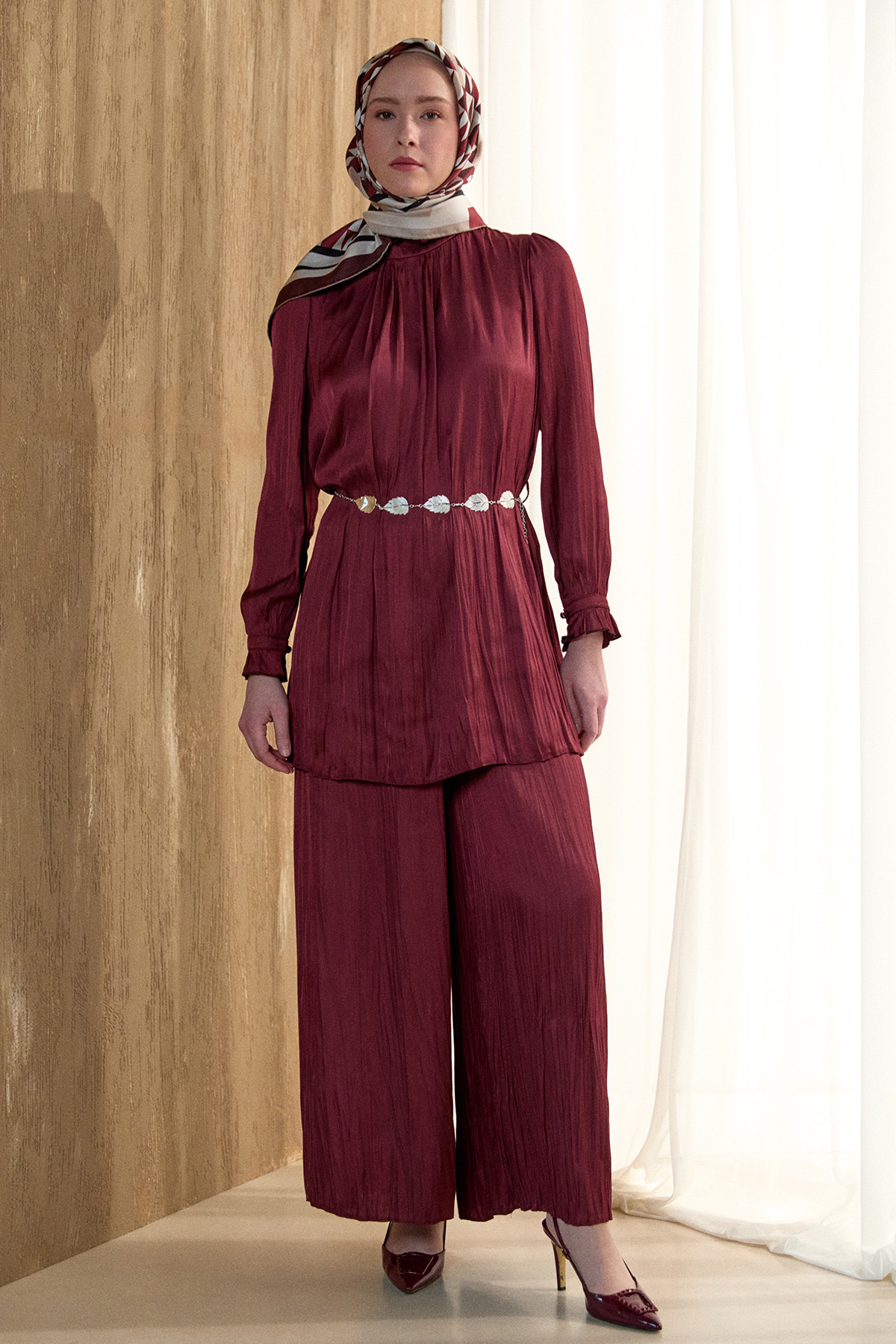 Kraşlı Saten İkili Takım, Tesettür Giyim