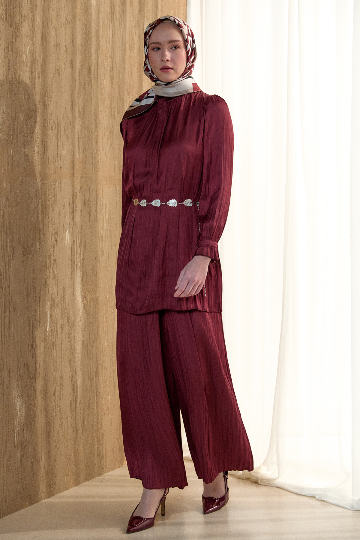 Kraşlı Saten İkili Takım, Tesettür Giyim