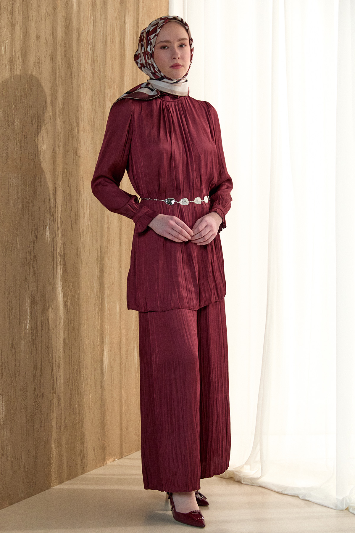 Kraşlı Saten İkili Takım, Tesettür Giyim