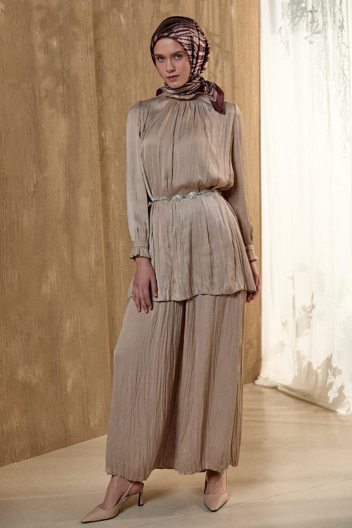 Kraşlı Saten İkili Takım, Tesettür Giyim