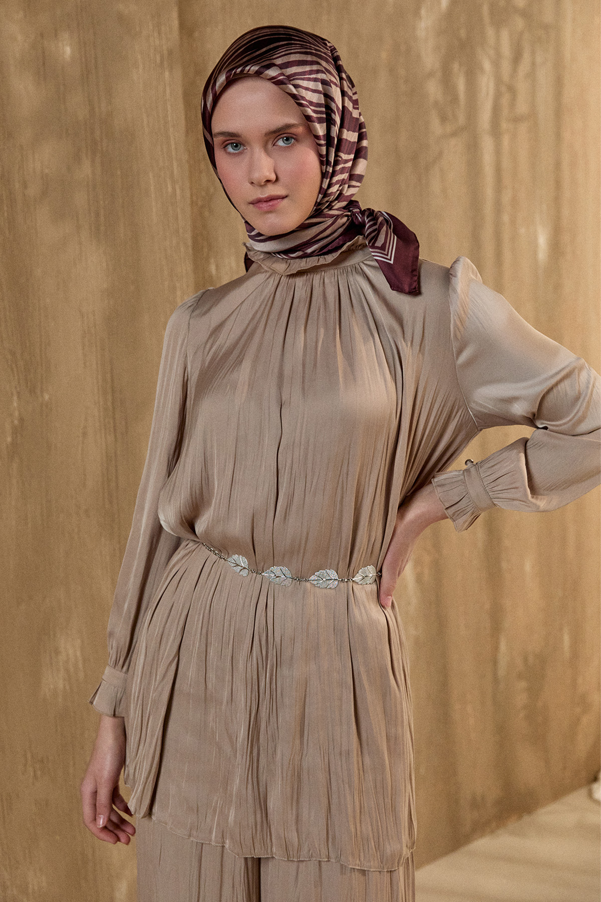 Kraşlı Saten İkili Takım, Tesettür Giyim