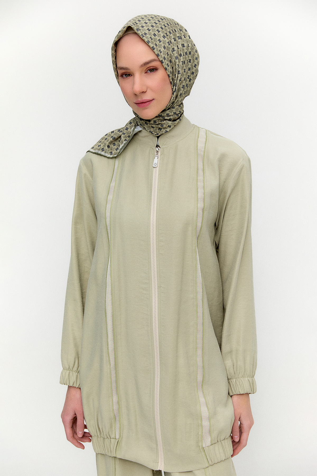 File Şerit Detaylı Modal Takım, Tesettür Giyim