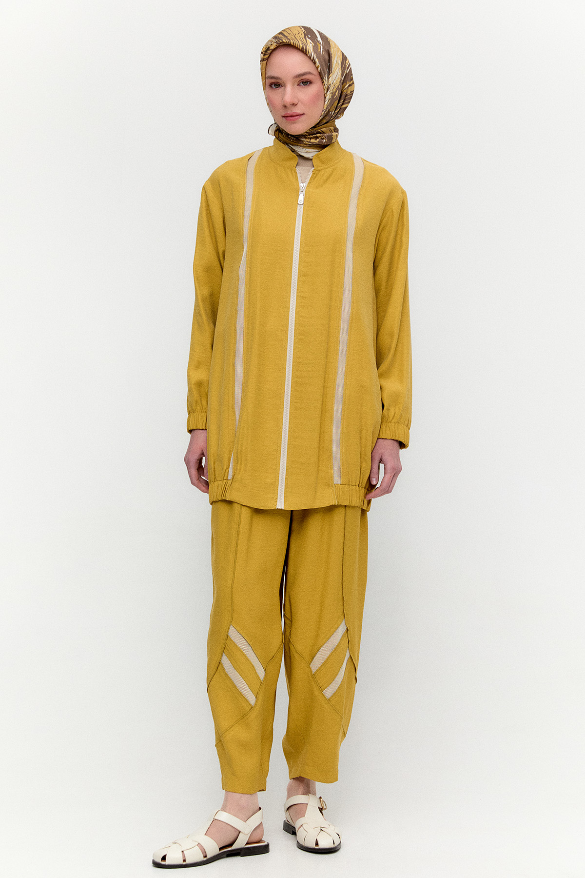 File Şerit Detaylı Modal Takım, Tesettür Giyim